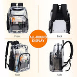 LERASO Transparent Backpack With Thickened Pvc Material, Perspective Design, Large Capacity Multi Pocket Backpack, Suitable For Concerts, Work, Travel, Festivals, Daily Commuting (Black)