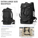 YOUMIAN Large Capacity For Travel Hiking Sports Carry On Backpack Durable Convertible Duffle Bag Laptop airplane (Black, 60L-Large DualMainOpening)