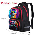 HiGaits Cartoon Kids Backpack for School - 17 Inch Lightweight Bookbag with 3D Reflective Design & Luminous Safety Strips | Durable 600D Polyester, Adjustable Straps for Ages 6-18