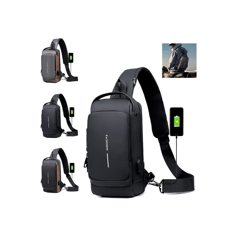 USB Charging Sport Sling Anti-theft Shoulder Bag, Anti Theft Sling Bag, Waterproof Shoulder Backpack, Sports Crossbody Bag