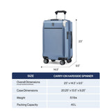 Travelpro Platinum Elite Hardside Expandable Spinner Wheel Luggage TSA Lock Hard Shell Polycarbonate Suitcase, Dark Sky Blue, Carry-on 21-Inch
