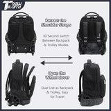 NEW TILAMI 18-Inch 6-Wheel Rolling Backpack for School, Black