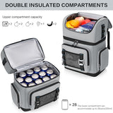 YOUNGOA Large Waterproof Insulated Cooler Backpack for Men & Women, Double Decker Leak Proof for Beach, Camping, Picnic, Travel, 26L Capacity, 44 Cans (Gray)