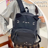 UINSUE Kawaii Chick Backpack with Detachable Front Pocket Casual Comic Cat Face Design Ita Bag for Conventions and Everyday Use 13L (Black-Cat)