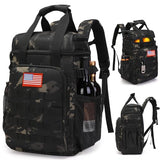 Tactical Backpack Cooler,Lunch Backpacks for Men Work with Handle，Soft Cooler Backpack Insulated Waterproof Leak Proof，Heavy Ice Chest Backpacks for Hiking Camping(Black Camo)