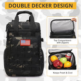 Tactical Backpack Cooler,Lunch Backpacks for Men Work with Handle，Soft Cooler Backpack Insulated Waterproof Leak Proof，Heavy Ice Chest Backpacks for Hiking Camping(Black Camo)