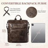 VASCHY Backpack Purse for Women,Vegan Fashion Leather Medium Convertible Ladies Backpack Shoulder Bag for Travel/Work/Diaper Coffee