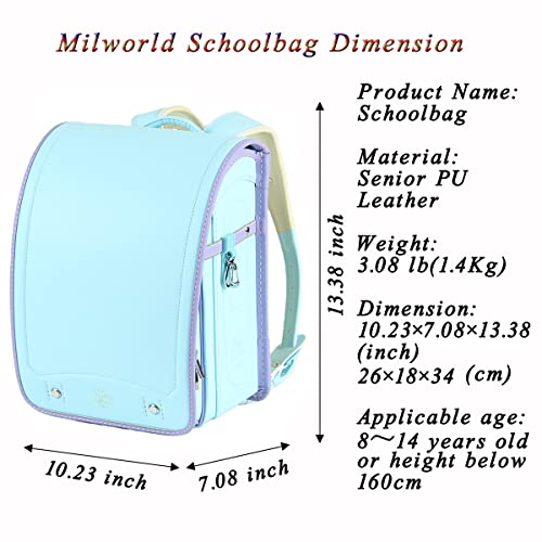 Milworld randoseru backpack japanese school bag boys girls PU leather send gift