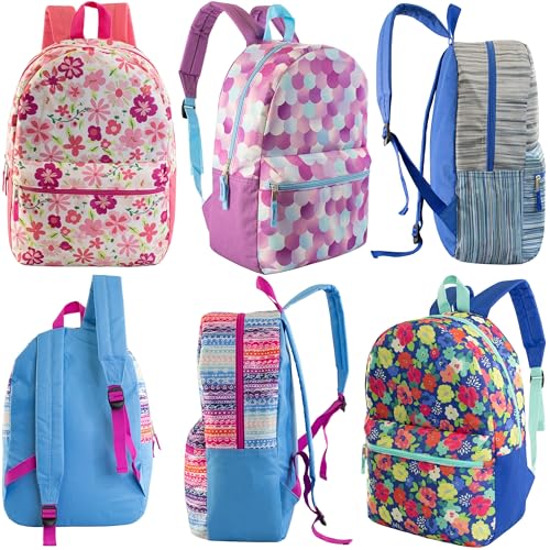 Moda West 24-Pack 17" School Backpacks for Kids - Backpacks in Bulk for Elementary, Middle, and High School Students, 24 Assorted Colors