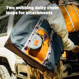 Topo Designs Mountain Utility Tote, Grab and Go Bag with Removable Shoulder Strap, Cinch Top, External Zippered Pocket + Daisy Chain for Clip-Ons, Fair Trade Certified (Midnight/Caribbean)
