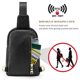 S-ZONE Genuine Leather RFID Blocking Small Sling Bag Women Crossbody Fanny Packs