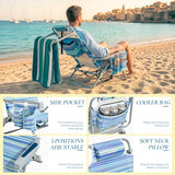 ARURU Beach Chairs for Adults 2 Pack, Portable Folding Backpack Beach Chair Heavy Duty 5-Position Lay Flat with Cooler Bag, Cup Holder for Outdoor/Lawn/Picnic/Camping