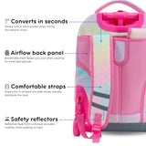 J World Sunrise Kids Rolling Backpack with Wheels for Girls Boys, Roller Bookbag for School, 18 x 13 x 9 Inches, Aurora