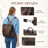 VASCHY Backpack Purse for Women,Vegan Fashion Leather Medium Convertible Ladies Backpack Shoulder Bag for Travel/Work/Diaper Coffee