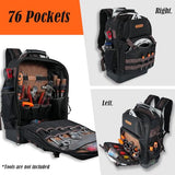 WELKINLAND 76Pockets Tool Backpack, Hard-Bottom Electrician Backpack, Large Heavy-Duty HVAC/Mechanic Backpacks, Waxed-Canvas Technician Backpacks With 16'' Laptop Compartment For Men