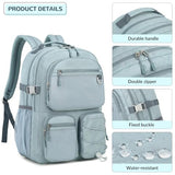 Lohol Multi-Pocket Backpack for Travel College, Heavy Duty Big Bookbag with 15.6 inch Laptop Compartment (Black Blue Galaxy