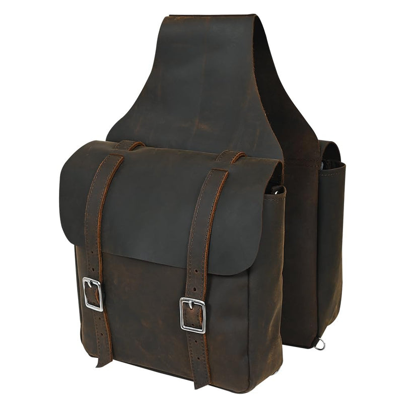 HILASON Soft Leather Horse Saddle Bag Rustic Brown | Equestrian Western Adjustable Closure