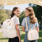 ACESAK Backpack for Girls - Corduroy Girls Backpack with Lunch Bag & Pencil Pouch for Teen Kids Laptop Backpack for Women, Middle High School Bookbag Travel Daypack (Bow Tie Flower)