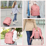 DEVPNR Rolling Backpack for Women, Travel Backpack with Wheels, Sweet Pink