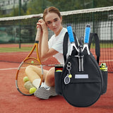 SPORJET Tennis Backpack with 2 Rackets Holder, Water-Resistant PU Leather Tennis Racket Bag for Women & Men, Sling Crossbody Sports Backpack for Tennis, Pickleball & Badminton, Tennis Gifts