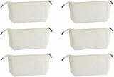Juvale Canvas Makeup Bag - 6 Pack, 11.75 x 5.5 In, White Cotton - Travel Cosmetic & Toiletry Pouches with Zipper - Blank DIY Canvas Pouches for Crafting & Bridesmaid Gifts