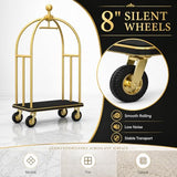 Hotel Luggage Cart, 1600 lb Bellman's Cart with 8-Inch Silent Wheels, Gold