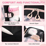 QIXIHU Girls Backpack, 17-Inch Bookbag for Middle & Elementary School, Kawaii Kids Backpack for Girls Ages 6-12(Black Pink)