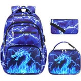 Bevalsa Backpack for Boys, Lightning School Bags with Lunch Bag & Pen Case for Kids, Bookbag for Boys Teens Elementary Middle High School