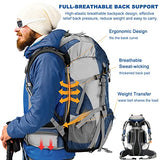 Loowoko 50L Hiking Backpack, Waterproof Camping Essentials Bag with Rain Cover, 45+5 Liter Lightweight Backpacking Back Pack