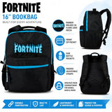 Fortnite Backpack for Kids & Adults, 16” Bookbag with Fortnite Rubber Molded Flame Logo 3D Patch & Rubber Logo Dangle, Black