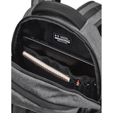 Under Armour Unisex-Adult Hustle 6.0 Backpack, (005) Black Full Heather/Black/Metallic Gold, One Size Fits Most
