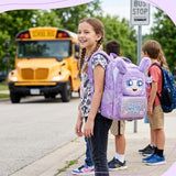 Meetbelify Backpack for Girls Backpacks with Lunch Box Pencil Case for Elementary Student Kids School Travel Bag for Girls Ages 6-8 Years Old