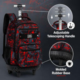 ZLYERT 3Pcs Rolling Backpack for Boys Men, Travel Wheeled Backpacks for Adults, Teens College Roller Bookbag with Wheels for Men(Red)