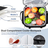 Weitars Insulated Cooler Backpack,Double Deck Waterproof Soft Cooler Bag,Backpack Coolers Leak Proof Lunch Backpack for Men Women for Travel,Camping,Picnic,Beach,Picnic,Outdoor 31L/52 Can (Black)
