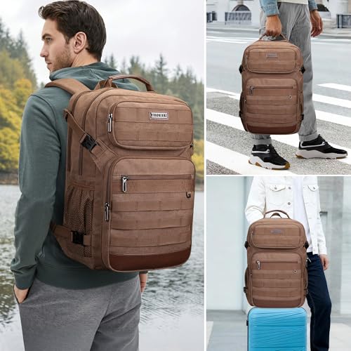 WITZMAN Canvas Travel Backpack for Men Multiple Pockets