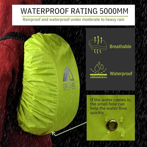 Unigear Backpack Rain Cover Waterproof Rating 5000mm Ultraportable and Durable with 2 Anti-Slip Buckle Strap, Integrated Carry Pouch Design (Green, X-Large)