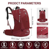 IX INOXTO Hiking Backpack, 26L/40L Waterproof Hiking Daypack with 3L Water Bladder and Rain Cover, Lightweight Travel Camping Backpack for Men Women (Red)