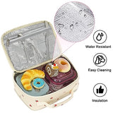 Bluboon Insulated Lunch Bag for Girls & Boys, Corduroy School Lunch Box with Cooler & Organizer Compartments, Leak-Proof Lunch Tote for School, Travel (Corduroy Strawberries Beige)
