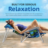 Homevative Cooler+ Folding Backpack Beach Chair with 5 Positions, Towel bar, XL Cooler Pouch, Storage Net, Cup and Phone Holder, Deep Sea