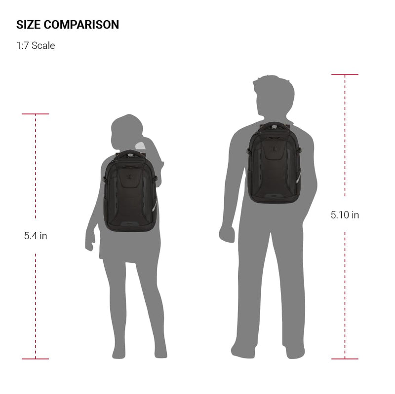 SwissGear Travel Tech Pro Laptop Backpack – Fits Laptops up to 16” – ScanSmart TSA-Friendly Backpack with Multiple Organizer Pockets – Black
