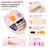 CASLOWIE Backpack for Girls 3PCS Girls Backpack with Lunch Bag Pencil Case Cute Kids Teens School Backpack Set for Elementary Preschool Middle School (Bow Pink Stripes)