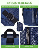 MAY TREE Mesh Backpack, Heavy Duty Mesh Beach Bag for Women Men, Blue