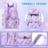 MOONBABY Kids Backpack for Girls Ages 6-12 with Sweet Heart Pocket, 17" Lightweight Elementary Middle School Bookbag, Bowknot Lace Ballet Style