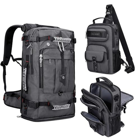 WITZMAN Travel Backpack for Men and Women Convertible Duffle Luggage Bag fit 17 Inch Laptop Carry On Bags for Airplane and Sling Bag with USB Charging Port Lightweight Crossbody Bags Casual Daypack
