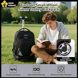 NEW TILAMI 18 Inch Rolling Backpack for Kids, Boys Wheeled Laptop Rolling Backpack for Girls Travel School Student Trip Using, Black