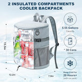 Karamagic Cooler Backpack 30 Cans,Portable Backpack Coolers Insulated Leak Proof,Made with Water-Resistant 900D Oxford Lightweight Cooler Bag for 12h Hot/Cold Retention (Lightgrey(900D))