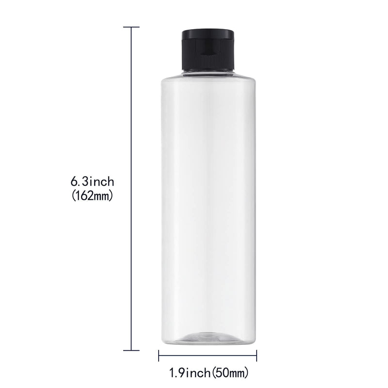 LISAPACK 8.3oz Travel Bottles with Flip Cap (4 Pcs) Empty Dispenser Container for Travel Size Cosmetics (250ml, Clear)