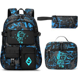 Fimibuke Backpack for School Boys, 3 PCS Cool Luminous Kids Backpacks with Lunch Box & Pencil Pouch, Toddler Teen Glow in The Dark Backpack Bookbag Schoolbag Set for Elementary to High School Students