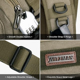 WITZMAN Canvas Sling Bag for Men Vintage Crossbody Bag Fit 9.7 Inch Ipad