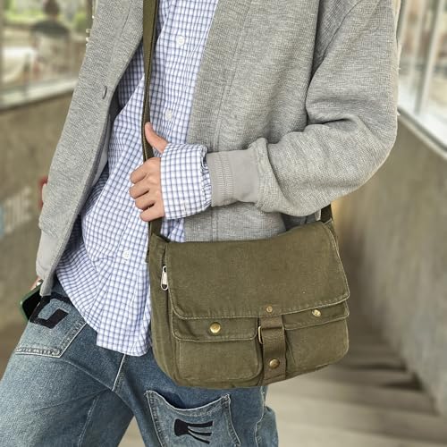 AFGWK Vintage Canvas Messenger Satchel Bag for Men School